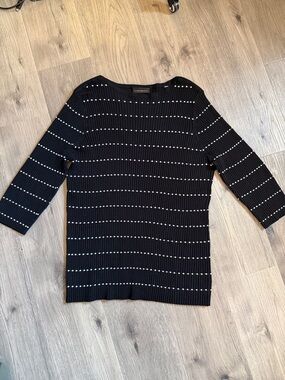 Lane Bryant Black Sweater with White Stripe Detail